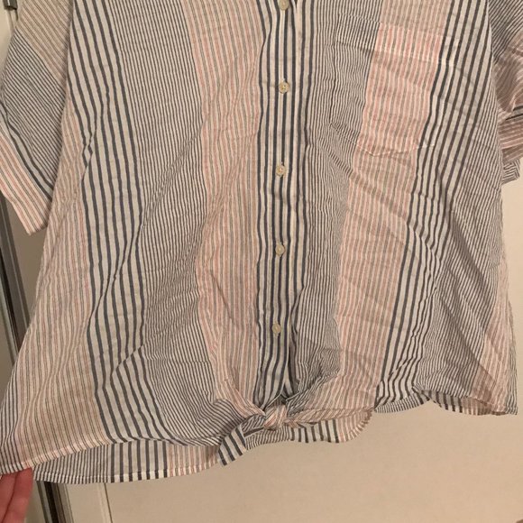 Madewell Striped Shirt Dress w/ Tie Size L NWT - Picture 3 of 5